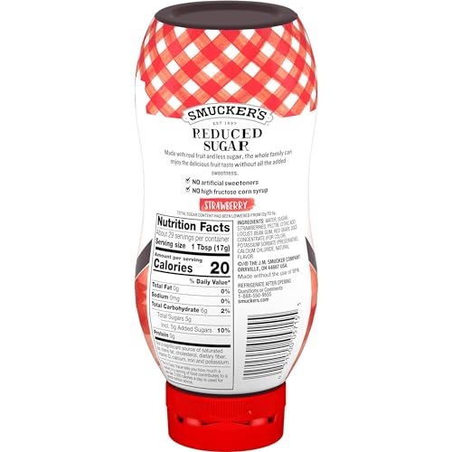 SMUCKER’S REDUCED SUGAR STRAWBERRY SQUEEZABLE FRUIT SPREAD, 17.4 OUNCES