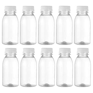 Hemoton Lege Plastic Flessen Melkreservoir Wegwerp Sapflessen Met Witte Doppen Set Van 10 250Ml