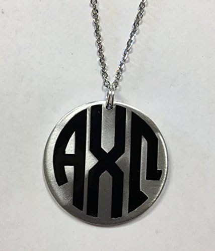 Alpha Chi Omega Monogram Necklace, comes on a 24 inch stainless steel link chain