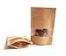 50 PCS All-Purpose Kraft Paper Stand Up Bag, Zip Lock Reusable Kraft Package Bag Storage Pouch with Notch and Transparent Window for Storing Seeds, Snack and Nuts – Brown(50, 5.5”7.8”)