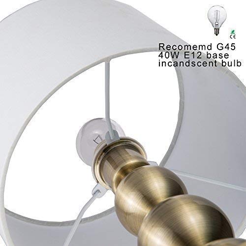 JINZO Portable Touch Table Lamp Dimmable With Fabric Shape Antique Brass Finished.