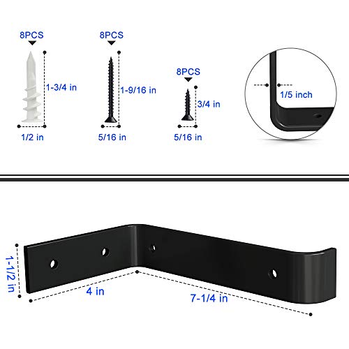 image for LuckIn Lip Shelf Brackets 8 in x 4 in, Forged Steel Shelf Bracket, Hea