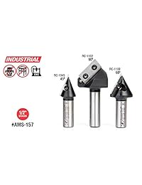 Amana Herramienta ams-150 4-pc 3d CNC, letras & grabado Insert SC 45, 60, 90 & 120 Deg X 1 2 de rotulación SHK V-Groove Router Bit Set
