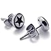KONOV Two Tone Beautiful Unisex Mens Star Stud Stainless Steel Earrings, 2pcs, White Black