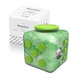Tepoinn Fidget Attention Cube Relieves Stress and Anxiety Educational Development Toys for Children and Adults (Jade-green)