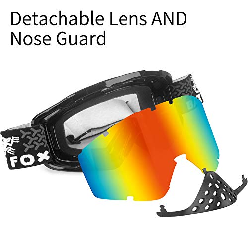 BATFOX Motorcycle Goggles Dirt Bike ATV Motocross Safety ATV Tactical Riding Motorbike Glasses Goggles for Men Women Youth Fit Over Glasses UV400 Protection Detachable Lens with Nose Guard (colorful)