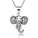 Sterling Silver 19 mm Wild African Elephant Head Pendant Necklace, 18