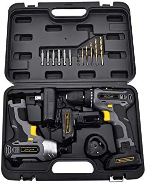 Toolman Cordless Drill Driver & Impact wrench set 2pc Powerful 20V set W battery drill & bit works with DeWalt Makita Ryobi