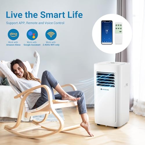 AAOBOSI Portable Air Conditioner, 8000 BTU Portable AC Units for Room up to 182 Sq.Ft, 4-in-1 AC Cooler with LED Display/24Hrs Timer, Installation Kit for Home, Office, Dorm