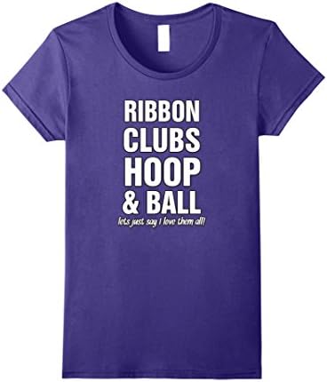 Womens Rhythmic Gymnastics Ribbon Clubs Hoop and Ball T-Shirt Small Purple