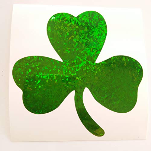 CUSHYSTORE 3X Green Shamrock Hologram Holographic 2.5" Clover Leave Leaf Lucky Tree Decals Decal Vinyl Sticker PVC for Laptop Notebook Tablet Fridge Book Mobile Phone - Thumbnail 2