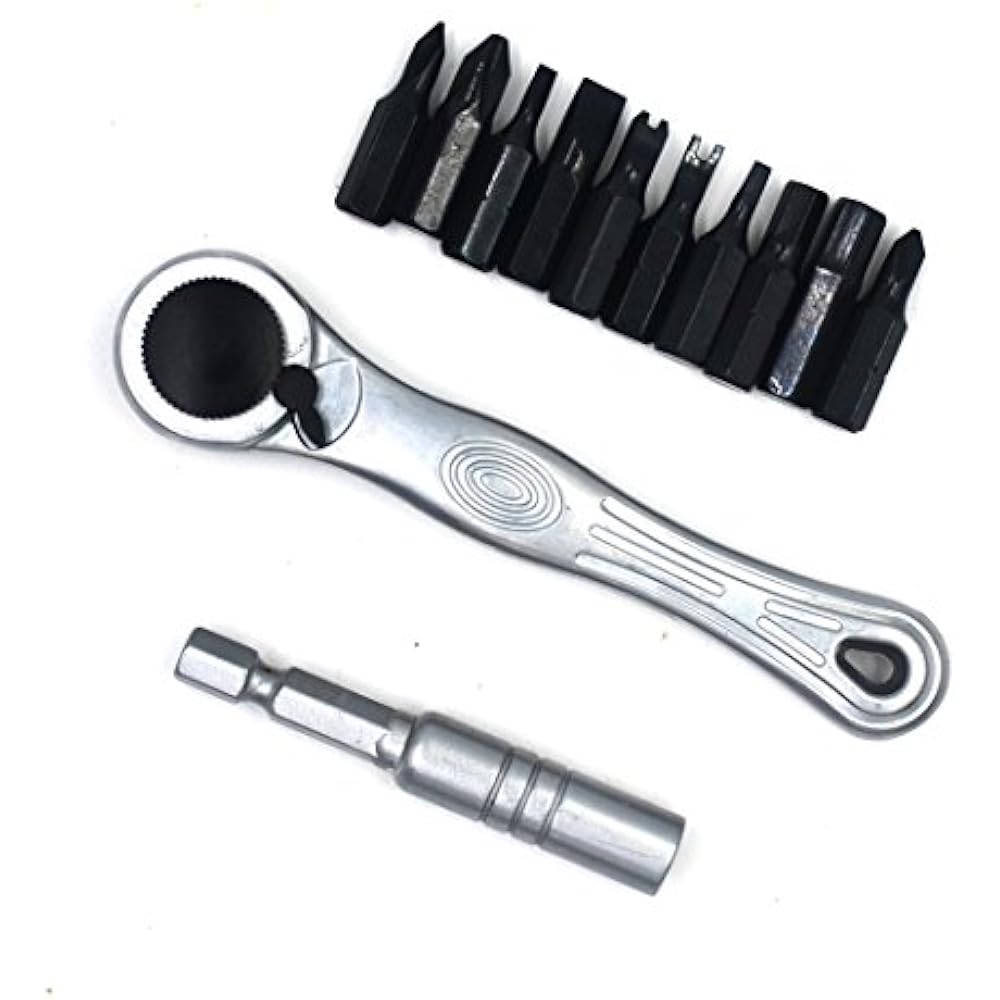 Mini Ratcheting Screwdriver And Bit Set, Pocket Size CloseQuarters,1/4