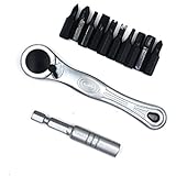 IRISFLY Mini Ratcheting Screwdriver and Bit Set, Pocket Size Close-Quarters,1/4-Inch Drive