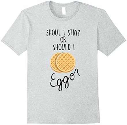 Mens Should I Stay Or Should I Eggo T-Shirt Funny Waffle Food Tee Small Heather Grey
