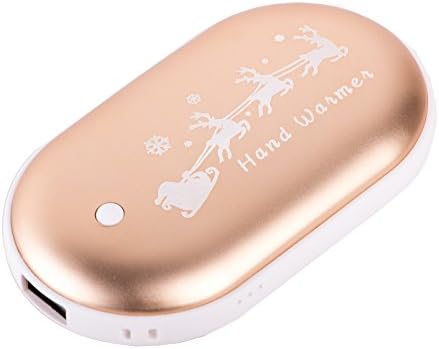 AmazingEC Rechargeable Hand Warmer Power Bank 5200mAh Portable Double-sided Pocket Electric Hand Warmer Heater USB Mobile External Back Up Battery Charger Fully Compatible Best Gift (Gold)