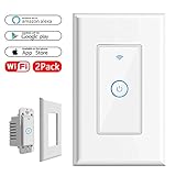 WIFI Smart Light Switch In-Wall, Wireless Lighting On/Off No Hub Required, Timing Function Control your Fixtures from Anywhere, Voice Control with Alexa, (15 Amp, Smart Switch In-Wall Classic, 2 Pack)