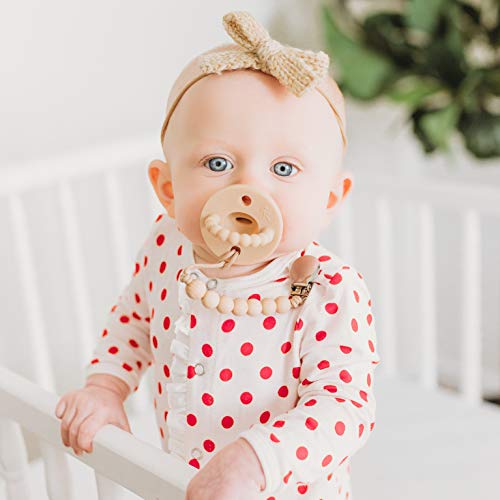 Ryan and Rose Pacifier Clip Made by Moms in The USA (Charley, Tan