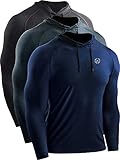 Neleus Men's 3 Pack Dry Fit Running Shirt Long