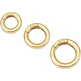 PH PandaHall 3pcs 925 Sterling Silver Spring Clasp Gold Spring Ring Clasp, 10/12/14mm Spring O Rings Round Carabiner Snap Clip Rings for Necklace Bracelets Jewelry Making