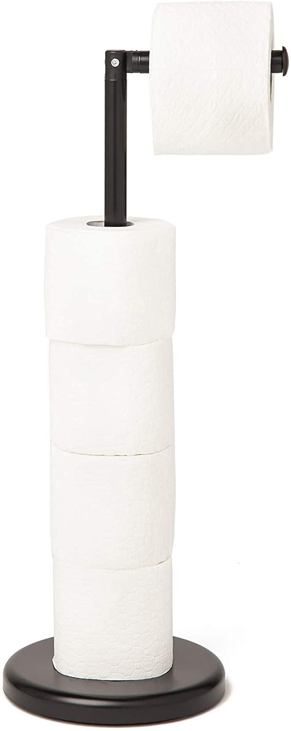Freestanding Black Toilet Roll Holders - Stylish & Practical Design by Pristine® (Black)