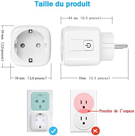 HRCLS La toma de conexin WiFi es un enchufe inteligente compatible con Apple Alexa Google Home y SmartThings 2 paquetes programables