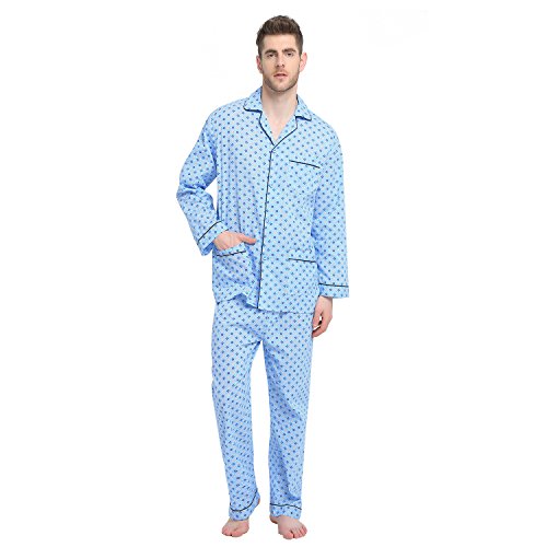 Global mens pajamas set, 100% cotton woven drawstring sleepwear s…