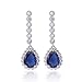GULICX Luxury Teardrop Dangling Earrings Drops Blue Silver Tone Sapphire Color Cubic Zirconia Crystal