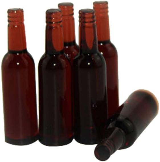 Vibola 6 Pack, 1/12 Scale Miniature Dollhouse Accessories Kid Toy,Bottle Model Toy , Dollhouse Kit Accessories Pretend Play Toy for Kids Boy Girl Bedroom Living Room (Brown)