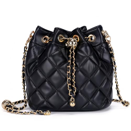 kelankly Quilted Leather Bucket Bag