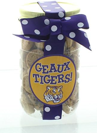 Gourmet Foods Nam's Bits 5oz Chocolate Chip Cookies in Louisiana State University Plastic Pint Jar.