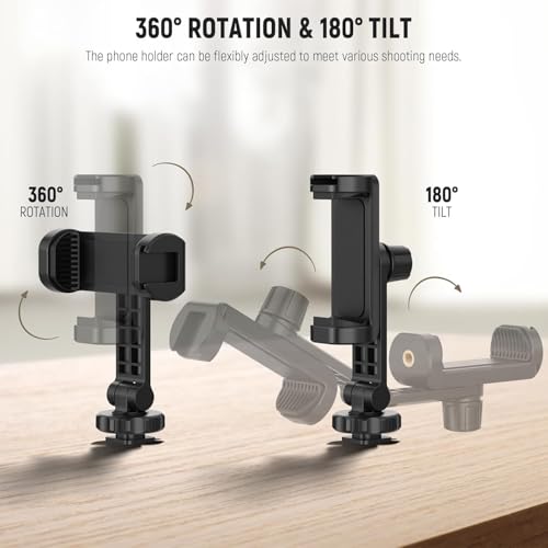 NEEWER Phone Holder Mount Compatible with DJI Osmo Pocket 4 & Pocket 3, Accessories Expansion Cell Phone Mount with 1/4" Threads for Tripod/Extension Rod, Cold Shoe for Mini Video Light, Mic, AC021