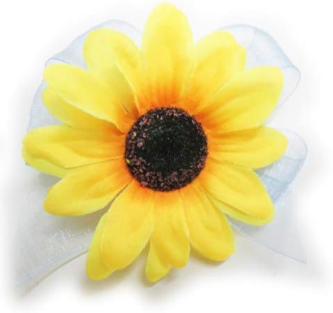 Amazon ファミリアdr ヒマワリ オーガンジーリボンブルー Cs 36 02 ひまわり 造花 手作り 髪飾り 髪留め ヘアーアクセサリー コサージュ イベント 発表会 花火大会 夏祭り ジュエリー 通販