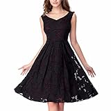 Noctflos Women Black Cocktail Swing Dress Lace Empire A Line Wedding Guest Dress
