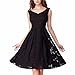 Noctflos Women's V-Neck Floral Lace Contrast Cocktail Party A line Black Dress