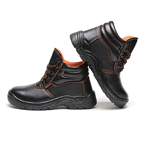 KMF Men's Work Safety Boots Steel Toe Puncture Proof Waterproof Footwear Industrial and Construction Black