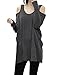Allegra K Women's Scoop Neck Cut Out Shoulder Oversized Tunic Top