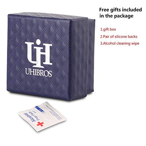 UHIBROS 316L Surgical Stainless Steel Round Ball Studs Earrings 5 Pair Set Assorted Sizes (Rose Gold)