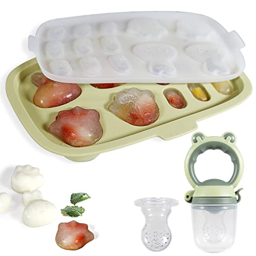 Baby Popsicle Molds with Baby Fruit Feeder, Peunitory Baby Food Freezer  Tray Baby Fresh Food Pacifier Feeder Silicone Food Storage Containers Baby 