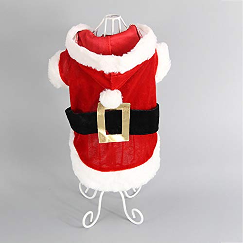 Letdown Pet Christmas Hoodie Puppy Dog Cat Santa Winter Warm Sweater Costumes Apparel (S, Red) - Thumbnail 3
