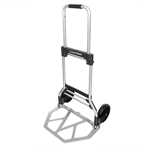 Coocheer 240 Ibs Aluminum Luggage Cart Heavy Duty Folding Hand Truck and Dolly - Silver