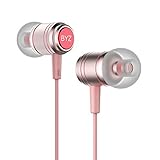 BYZ Earbuds, In-Ear Metal Bass Earphones, with Microphone Noise Isolating Headphones, Comfort Fit for iPhone 6 Samsung Android Smartphones Xbox Laptop iPad (Rose Gold)