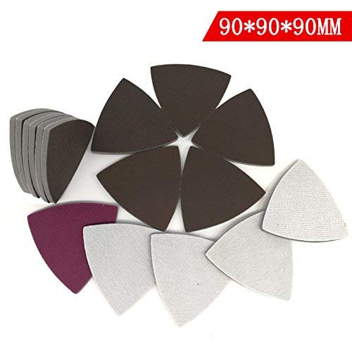 Triangle Sponge Sanding Disc Sandpaper Hook and Loop 300-2000 Grits Polishing Grinding Tools, 90 x 90 x 90MM, 20-Pack - Thumbnail 5