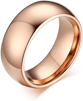 POYA 8mm Tungsten Rings For Men Women Rose Gold Mirror Polished Wedding Band Comfort Fit (8)