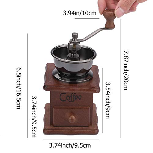 Gleamgo Manuelle Kaffeemühle aus Holz im Vintage-Look mit Handkurbel und verstellbarer Zahneinstellung, tragbare… – Bild 6