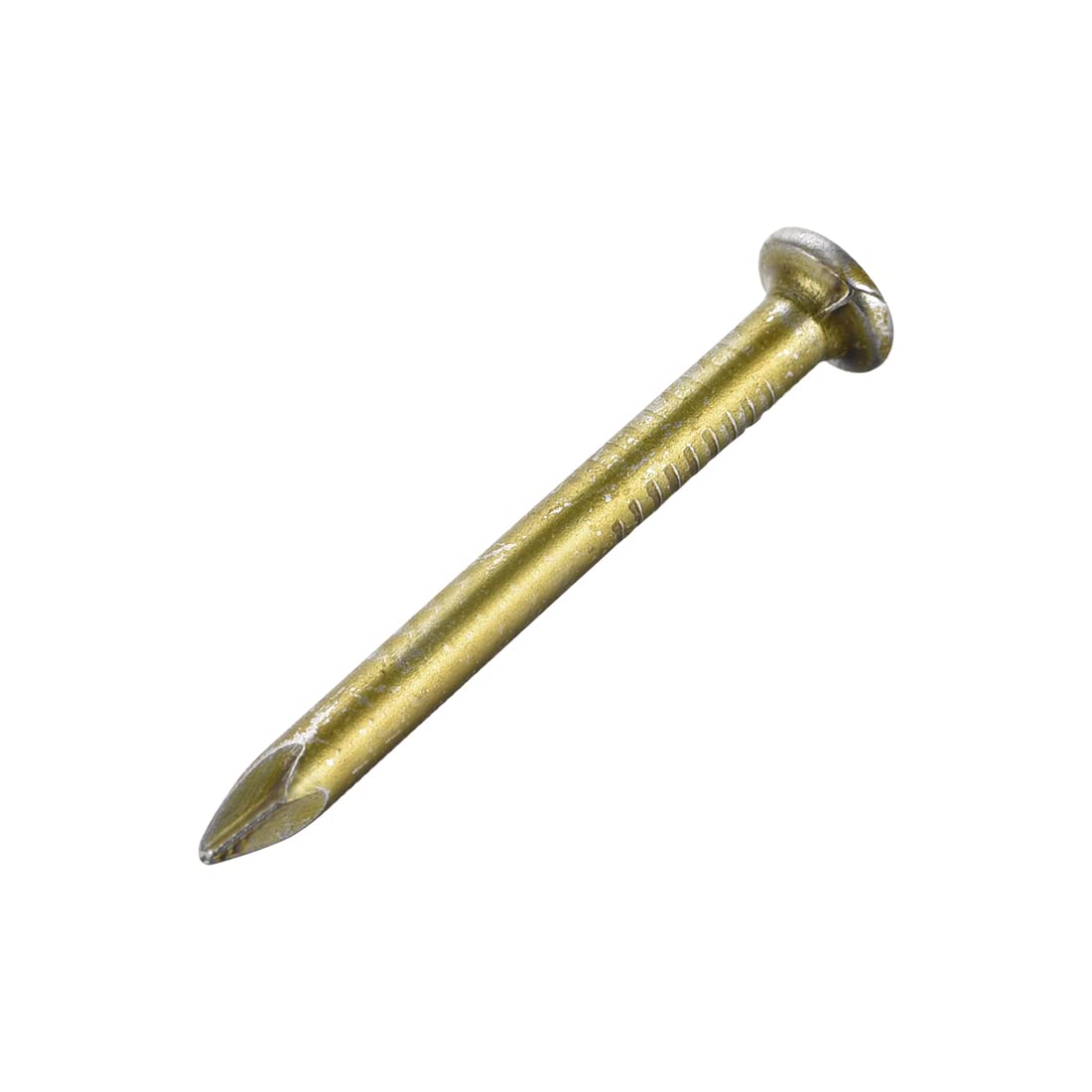 sourcing map Hardware Nails Carbon Steel Point Tip Wall Cement Nail 31mm(1.2") 3mm Rod Dia Bronze Tone 100pcs