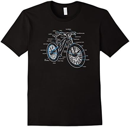 Mens Bike Diagram Shirt Parts of a Mountain Bike Cyclist Tee Medium Black