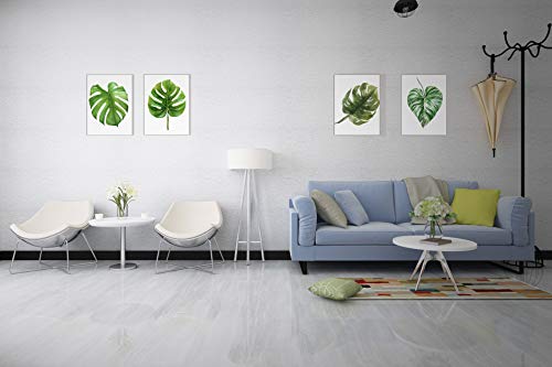 Monstera Canvas Painting for Living Room Green Leaf Wall Decor Picture Monstera Leaves Photos Print Artwork (12x16inch x4pcs)