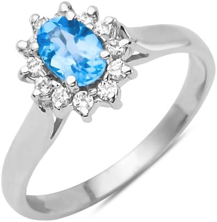 Blue Topaz and White Sapphire Fashion ring 10k White Gold