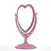 XPXKJ 7 Inch Vintage Heart Mirror - Elegant Desk Makeup Mirror with Double Sided 360 Degree Rotation Vanity Mirror for Coquette Room Decor
