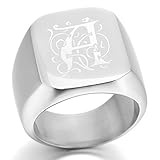 MeMeDIY Silver Stainless Steel Ring Signet - Customized Engraving